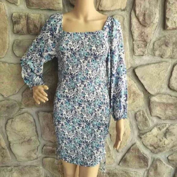 NWT JESSICA SIMPSON Blue & Purple Floral BodyCon Dress small - Picture 1 of 12